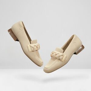 Vivaia Caitlin 2.0 Square-Toe Knot Loafers in Almond size 41 or 9.5